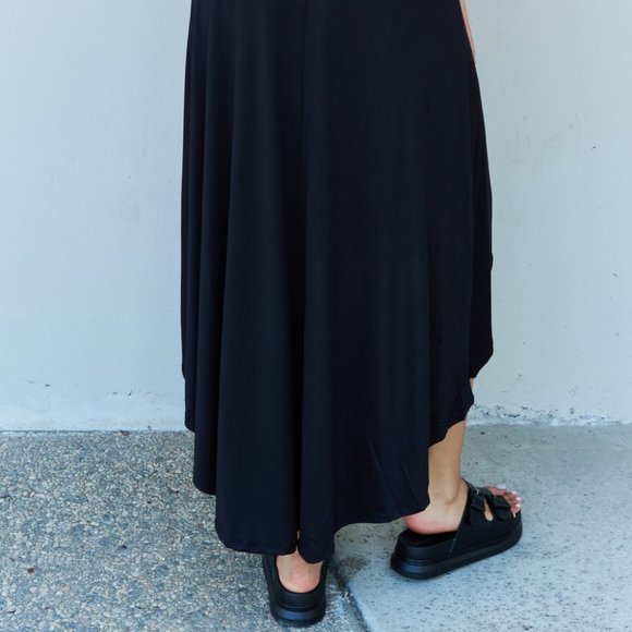 High Waisted Tulip Flare Knee-length Skirt Layered Faux Wrap High-Low Skirt - Picture 7 of 10